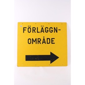 Skilt, SE, "förläggn-område. pil", 40x45 cm